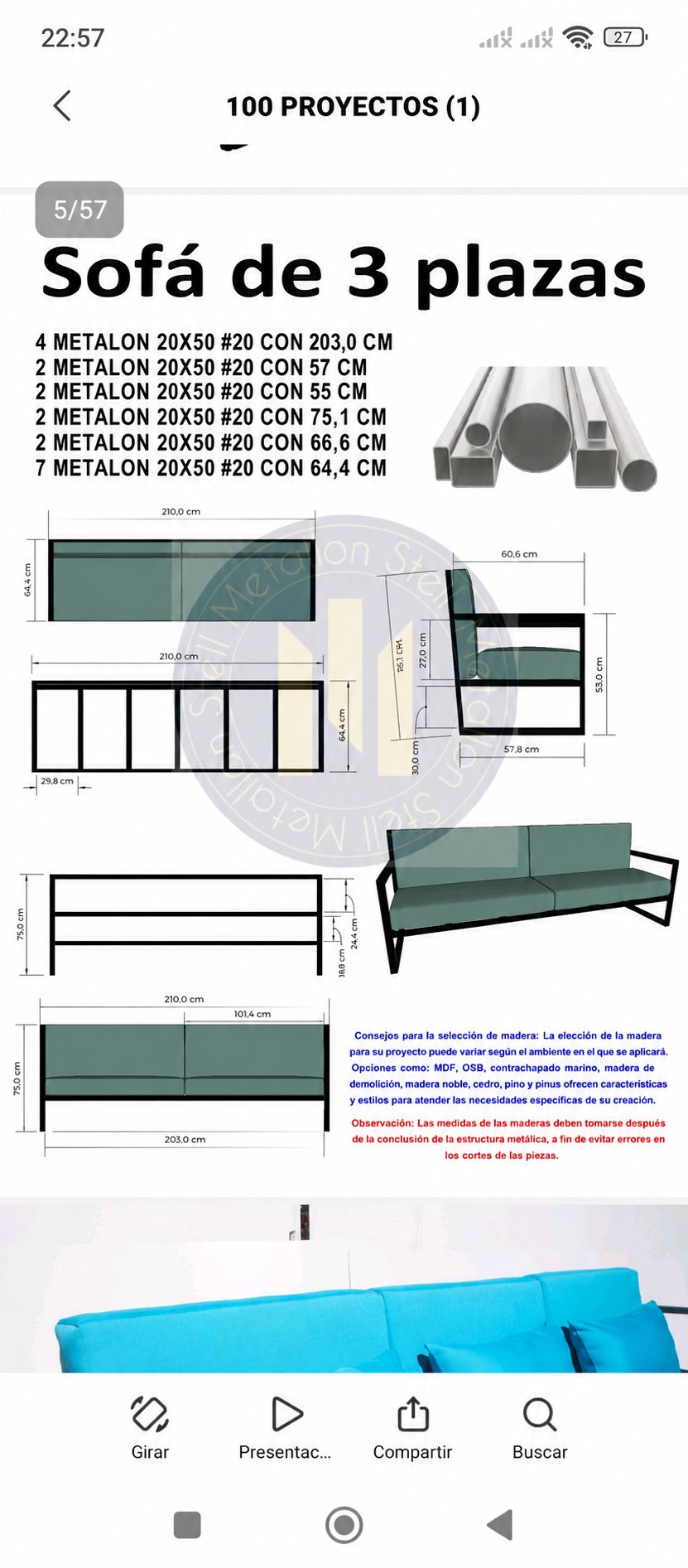 Proyecto Sofá 3 plazas